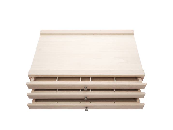 Malkasten Holz mit 3 Schubladen 41 x 26 cm