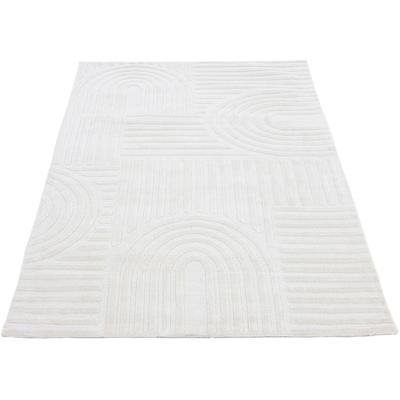 Teppich CARPETFINE "Holly 4 - Soft Touch Microfaser Teppich", beige, B:160cm H:12mm L:230cm, Polyester, Teppiche, Teppich, Boho Scandi, weiche dichte getuftete Hoch-Tief-Struktur, Wohnzimmer