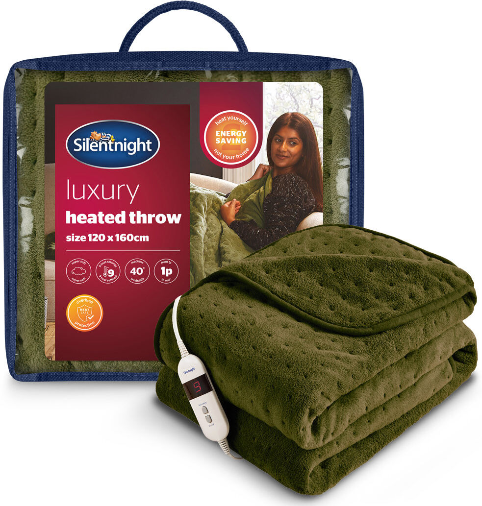 Silentnight Comfort Control Heated Throw Super-soft with 9 Settings Over Blanket Green 120cm W X 160cm L
