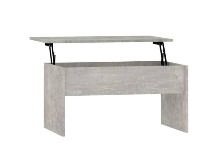 Favemtsl Couchtisch Höhenverstellbar Betongrau 80x50,5x41,5 cm Moderne Anhebung der Tischplatte für Arbeiten und Essen im Wohnzimmer mit praktischem verstecktem Stauraum unter der Platte.