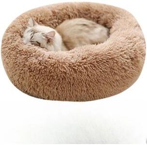 Uplifted Finds Plush Pet Nest Round Cat Dog Bed khaki