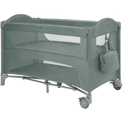 Kikkaboo Reisebett Milky Way, 2 Ebenen, seitliche Öffnung, 2 Räder, Netzfenster dunkelgrün