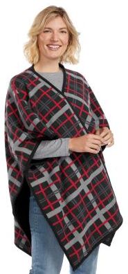 Mason Signature Wearable Throw Blanket (Size One Size (Misses)) Black-Red/Plaid, Polyester