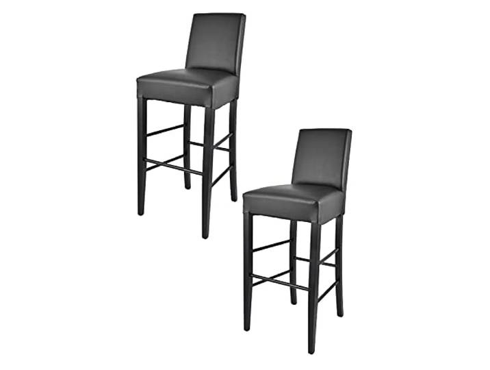 t m c s Tommychairs - 2er Set Moderne Barhocker Luisa, robuste Struktur aus lackiertem Buchenholz Farbe Schwarz, gepolstert und mit Kunstleder in der Farbe Schwarz bezogen