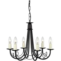 Elstead Lighting, Kronleuchter, Minster Kronleuchter E14 6-fach Schwarz, Made in UK (48 cm)