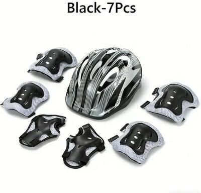 Uplifted Finds Kids Knee Pads And Elbow Pads Guards Protective Gear Set 7 Pcs Light Grey