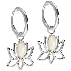 Titan Ohrclicker Creolen LOTUSBLÜTE + SYNTHETISCHER OPAL