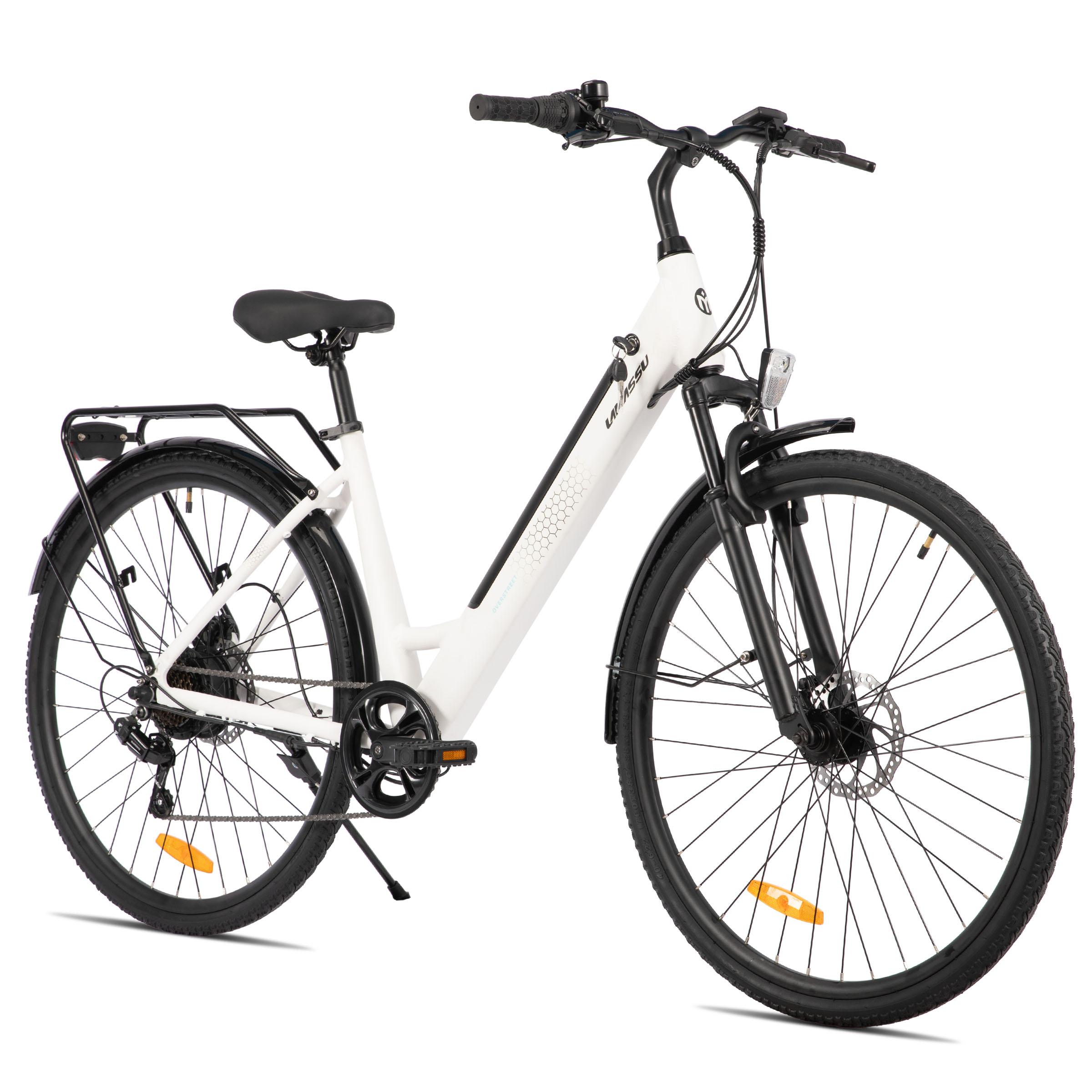 Hiland 28-Zoll-Elektro-Mountainbike für Erwachsene, leichter Aluminiumrahmen, 7-Gang, hydraulische Scheibenbremsen, 250-W-Motor, 36-V-Akku mit 10,4 Ah
