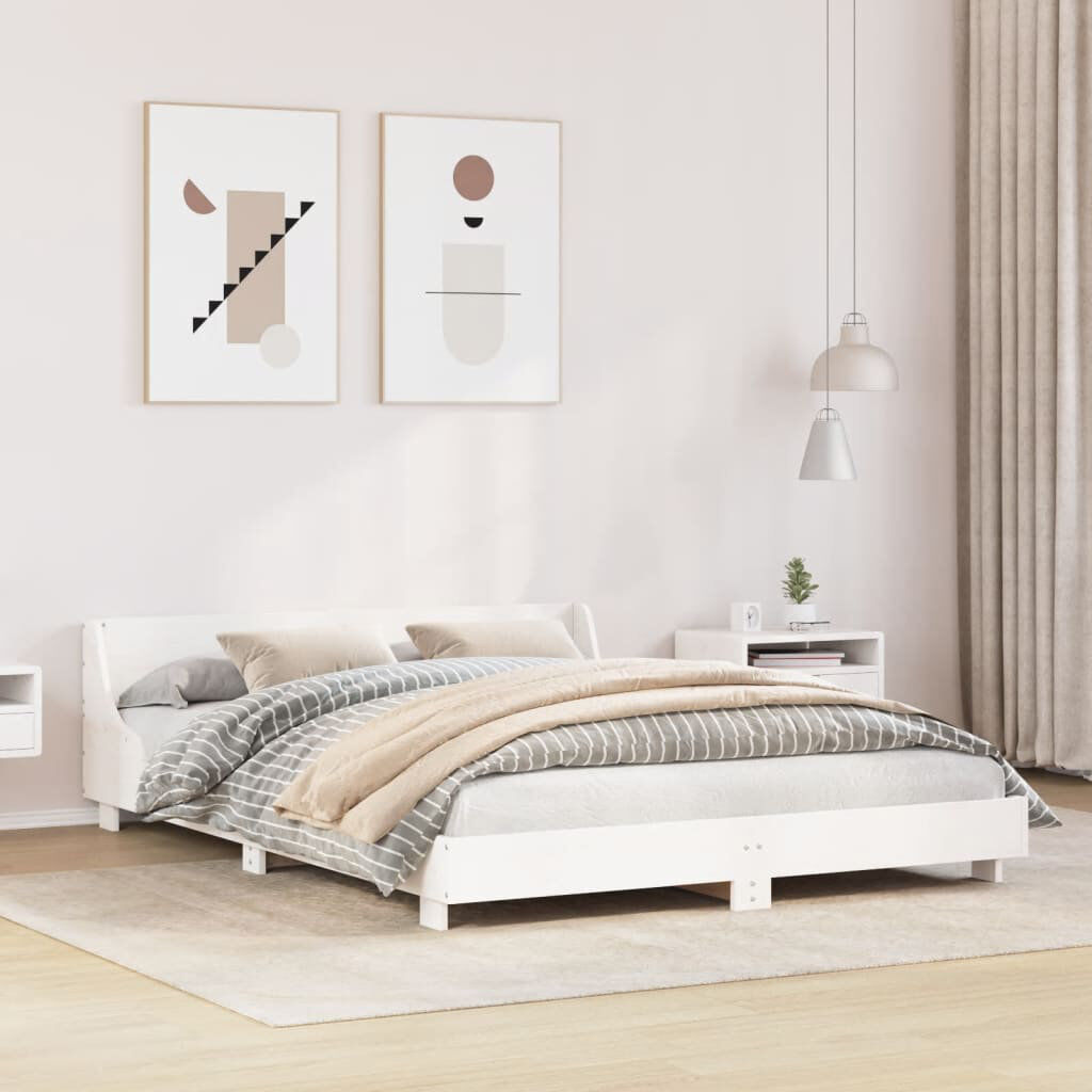 vidaXL Solid Wood Bed Frame White 140 x 190 cm