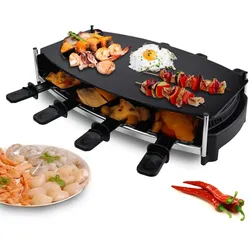 Syntrox Germany Raclette Wallis für 8 Personen mit Glas Keramik Platte
