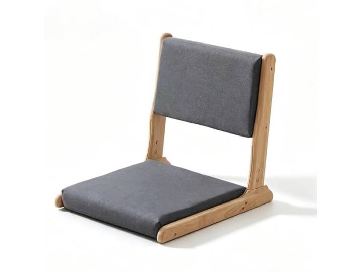 Tragbarer Japanischer Beinloser Stuhl Holz Faules Sofa,mit Rückenlehne Erkerfenster Balkon Wohnzimmerstuh,Wohnzimmerstuhl Bodensitz,Suitable for living rooms, balconies, and offices.(Gray)