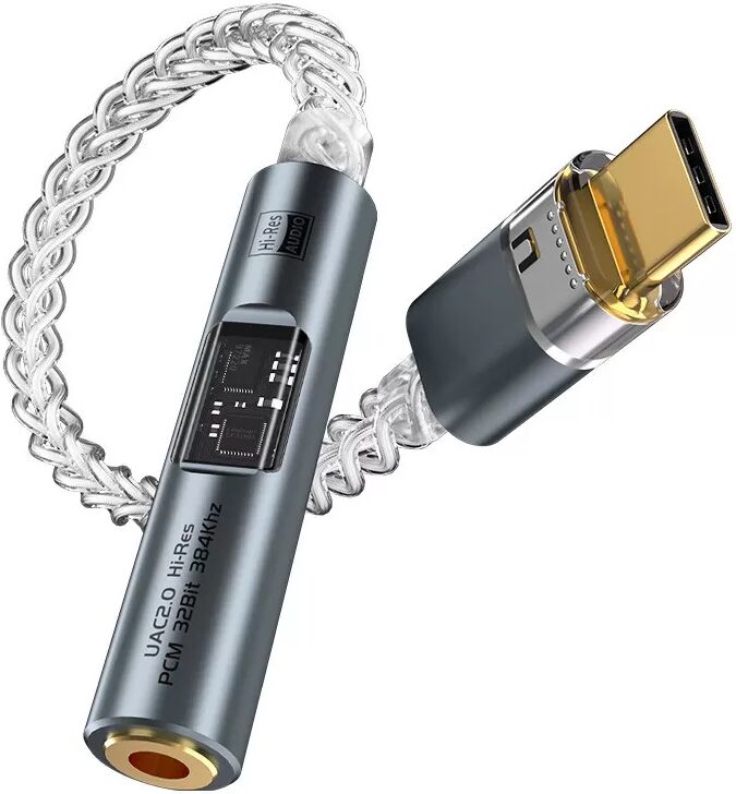 INF BA23 USB-C auf 3,5-mm-Audio-Klinkenadapter mit integriertem DAC Grau