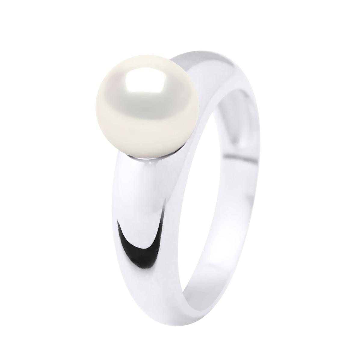 Ring - Wit Goud - Echte Cultiveerde Zoetwater Parel Ronden 8-9 mm