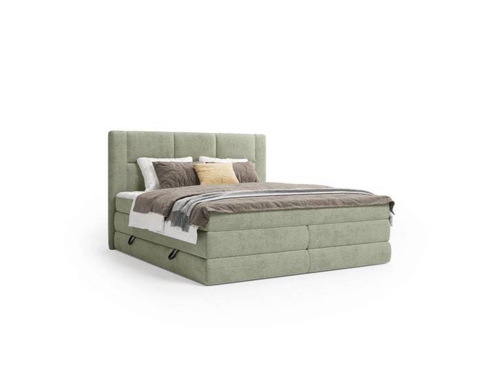 Esposa Boxspringbett, Grün, Kunststoff, H2 + H3, 140x200 cm, Schlafzimmer, Bett, Boxspringbetten