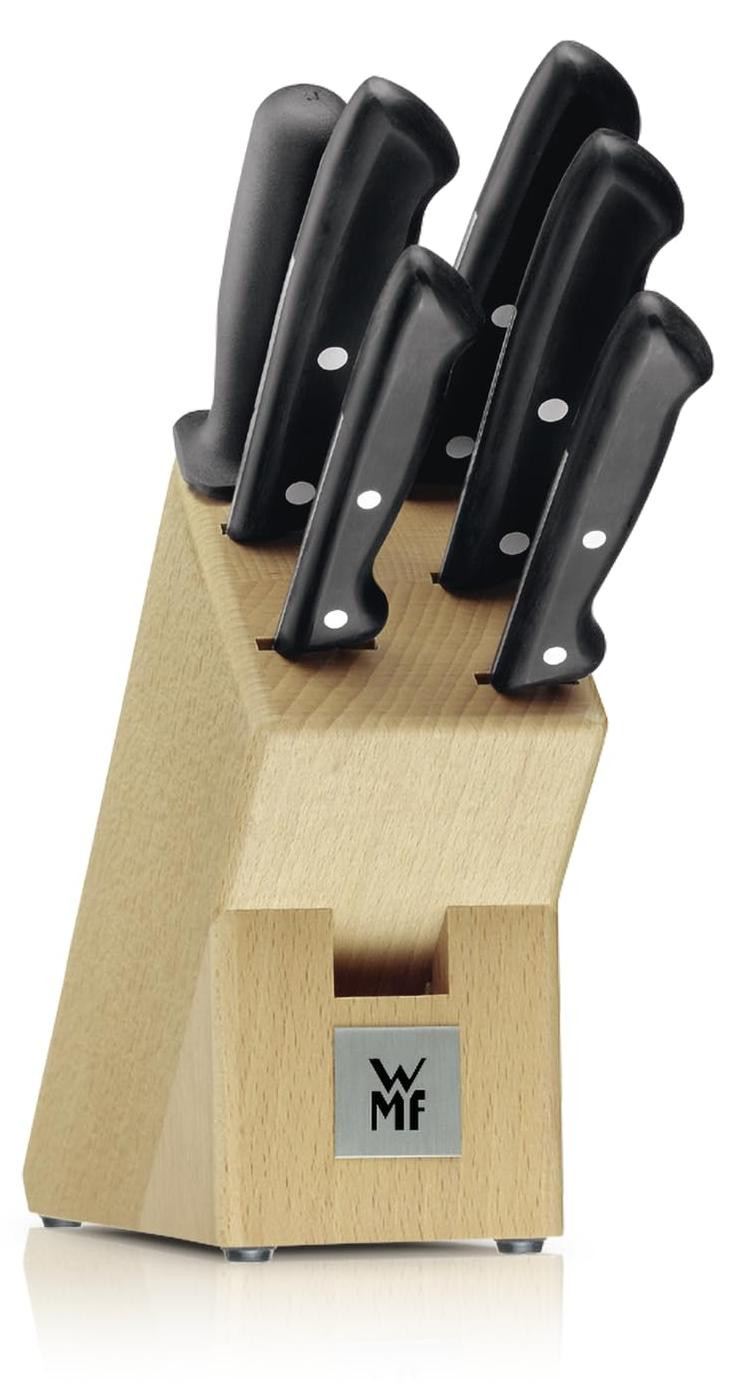 Solidchoice Messenblok met 7-delige messenset inclusief broodmes en slijpstift