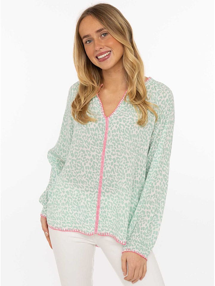Zwillingsherz Bluse "Wilder Leo" in Grün - onesize