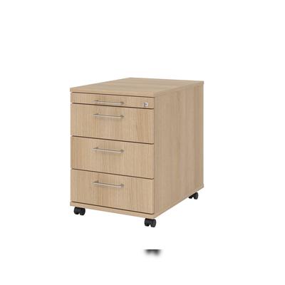 Hammerbacher-Rollcontainer 58cm, 3Schübe,Schloß BS Eiche-VAC30/E/E/BS