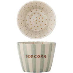 Bloomingville Popcorn Schale Bunt – Handbemaltes Steingut im Hygge-Stil, Ø 17,5xH13,5 cm, 1900 ml, blau