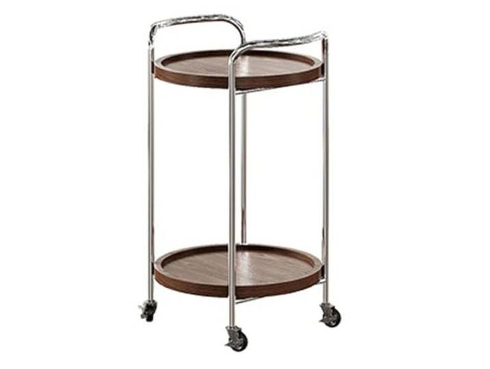9bbhfJw4R Couchtisch im Landhausstil Retro-minimalistischer runder Sofa-Beistelltisch mit beweglichem Regal auf Rollen(Bruin)