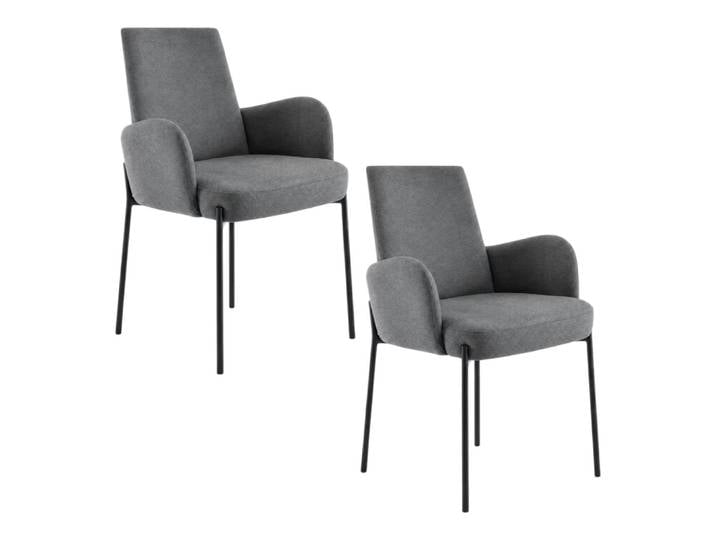 Fauteuil de table gris foncé pieds noirs (x2)