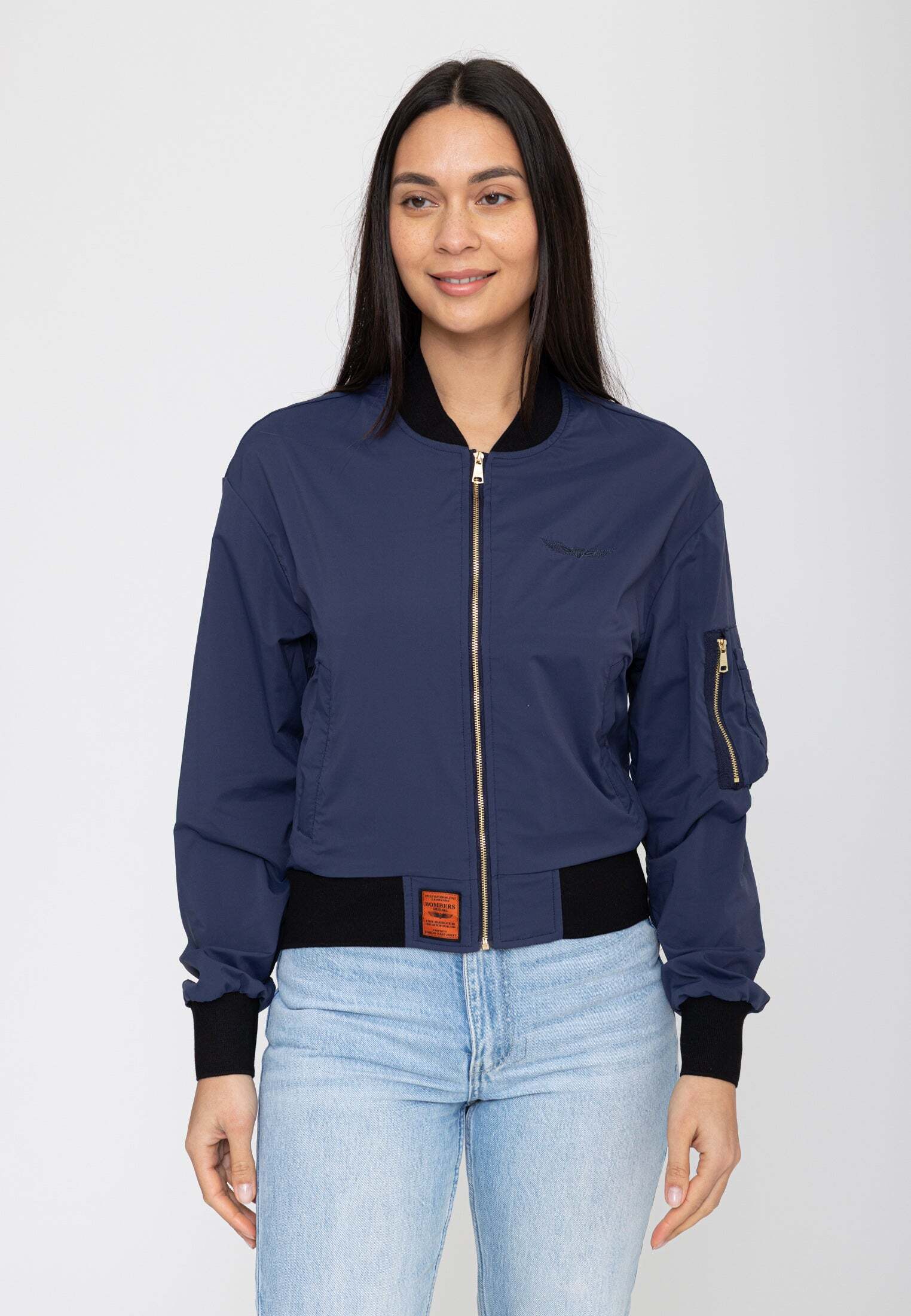 Bomberjacke BOMBERS ORIGINAL "Bombers Original Bomberjacke MA Light-W", Damen, Gr. S, blau, Obermaterial: 100% Polyester PES., Jacken Bomberjacke blau S