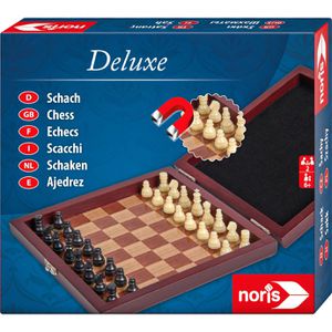 Noris Brettspiel Deluxe Reisespiel Schach, ab 6 Jahre, in Holzkassette, 2 Spieler