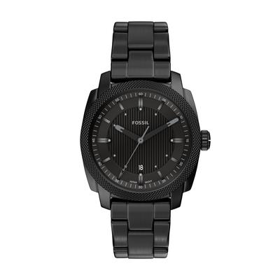 Quarzuhr FOSSIL "Machine", schwarz, Armbanduhren, Herren, Quarzuhr, Armbanduhr, Edelstahlarmband, analog, Tag
