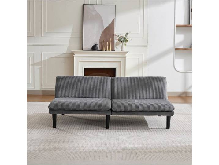 WOVREO Canape convertible 2 places gris dossier reglable 3 positions 106 140 180 degres velours cotele
