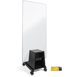 SIGEL MUB14 Bundle Single-use Meet up - 1x Whiteboard mit silbernem Rahmen, 90 x 180 cm, 1x Stand, 4x Board Marker