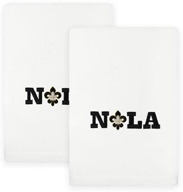Authentic Hotel and Spa Mardi Gras NOLA Embroidered Luxury 100% Turkish Cotton Hand Towels Set of 2