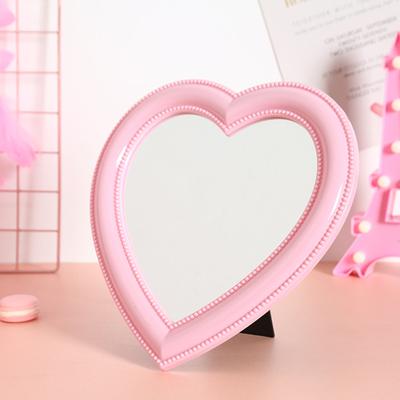Fusion Finds Heart Shaped Makeup Mirror Rotating Desktop Vanity Mirror For Dorm Room Decor & Daily Beauty pink