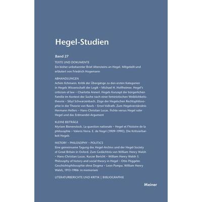 Hegel-Studien Band 27, Taschenbuch von , Meiner, F, 978-3-7873-1491-1