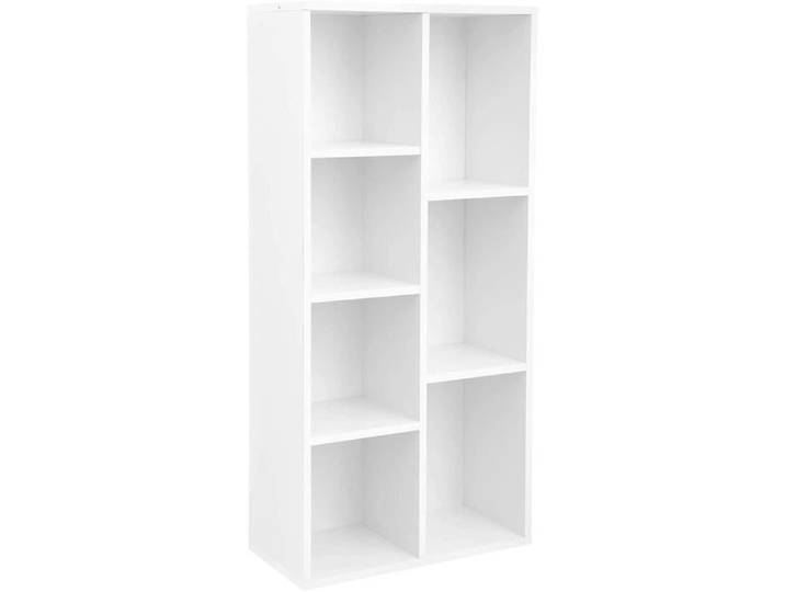 Bibliothèque 7 compartiments moderne - MARQUE - Blanc - Aspect bois - Meuble de salon