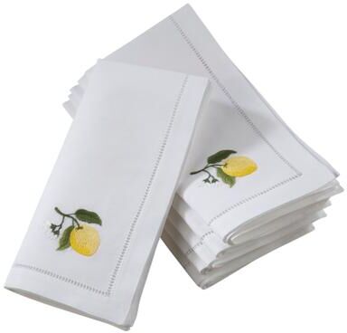 Saro Lifestyle Cotton Table Napkins With Embroidered Lemon Design (Set of 6)