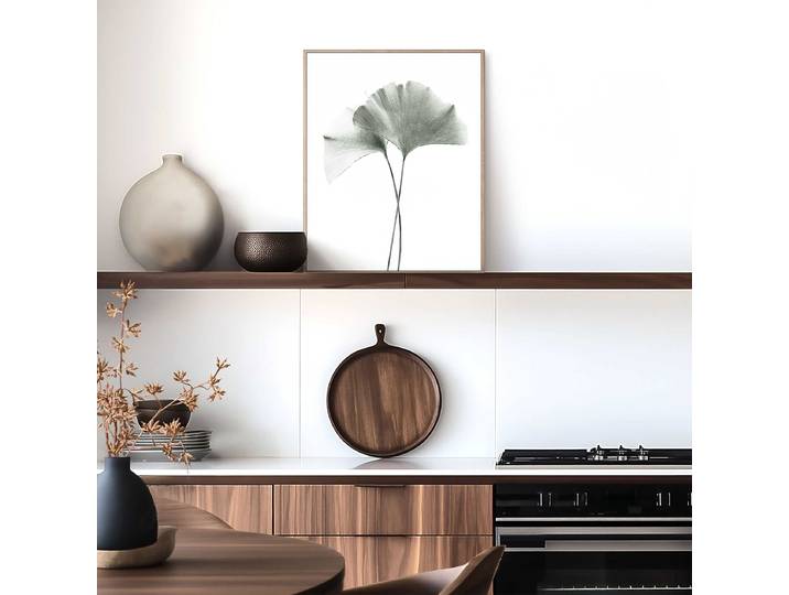 Kunstdruck Ginkgo Blatt MDF - Mitteldichte Holfaserplatte Grün/Grün/Beige 40 x 50 x 1cm