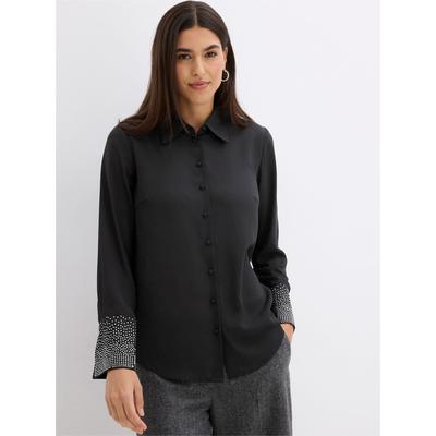 Langarmbluse INSPIRATIONEN, Damen, Gr. 38, schwarz, 100% Polyester, unifarben, Blusen