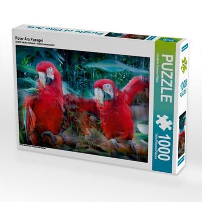 CALVENDO Puzzle Roter Ara Papagei 1000 Teile Puzzle quer | 1000 Teile Lege-Größe 64 × 48 cm Foto-Puzzle für glückliche Stunden