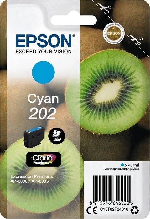 Epson 202 Claria Premium Cyan, 4.1ml