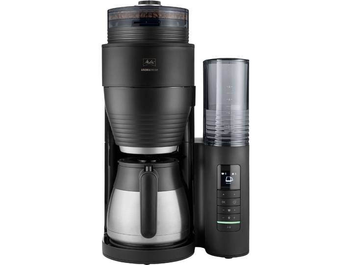 MELITTA Kaffeemaschine mit Mahlwerk AromaFresh Therm Pro X 1030-12 schwarz-silber , silber (schwarz, silber), 1 l, 8, Kaffeemaschinen