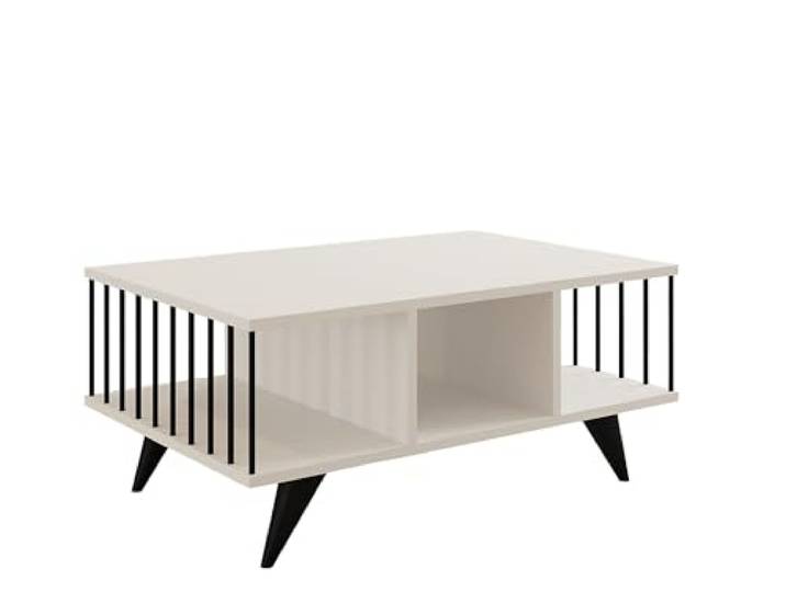 Hanah Home Moderner weißer Couchtisch, 90 x 60 x 40 cm 100% melaminbeschichtete Spanplatte, 18 mm stark Stilvoll und funktional für jeden Wohnraum