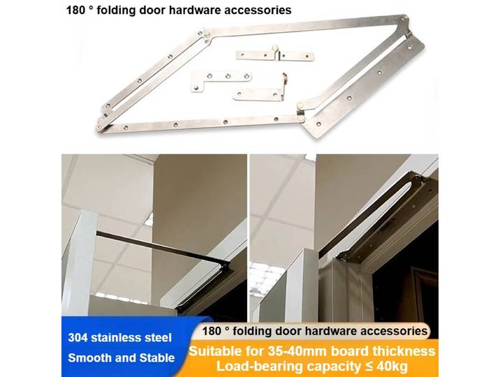 Charnière de porte pliante large et silencieuse, quincaillerie de charnière en acier inoxydable 180 degrés 90 degrés charnière de porte pliante 600/700/800/900/1000mm