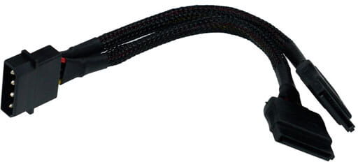 Phobya Strom/SATA Y-Kabel intern 4Pin Molex auf 2x SATA - Schwar...