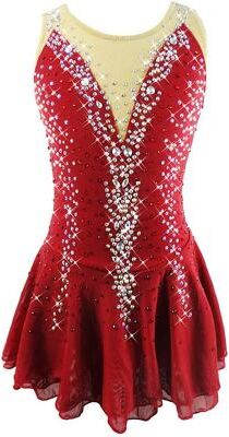 LightInthebox Ice Skating Dress Adult Girls Red Sleeveless Competitions Leotards Competition Costumes
