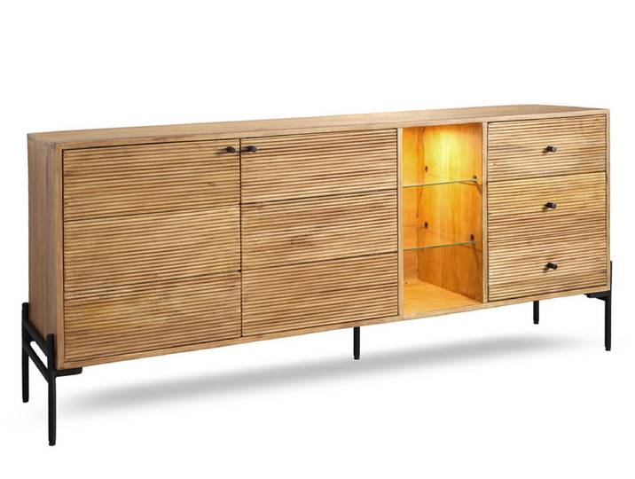 Sideboard inkl.Beleuchtung 175x80cm 'Kairo' Mango massiv lackiert