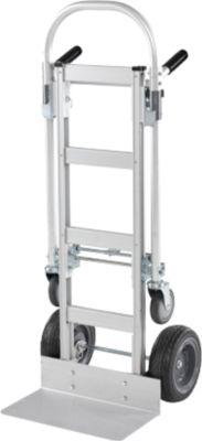 Schäfer Shop Select Sackkarre, 2-in-1, Tragkraft 250 kg, klappbar, Bock- und Lenkrollen, Aluminium/Kunststoff, schwarz-silber