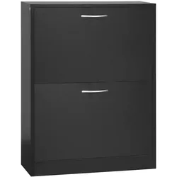Helloshop26 - Schuhschrank Flur 60 x 24 x 80 cm 2 Klappen verstellbare Trennwand idealer Eingang modern schlicht aus Melamin schwarz
