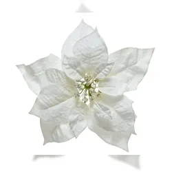 Christmas Decorations 1 Weihnachtsstern Blüte künstlich 24cm mit Clip Christbaumschmuck Kunstblume Weihnachten Christstern Deko Weihnachtsblume Blume Weiß