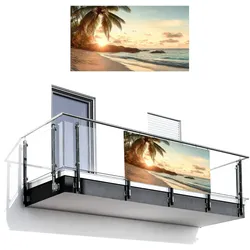 BALKON-SICHTSCHUTZ Strand - Palmen - Meer - Sonnenuntergang Witterungsbeständig 200x110 cm