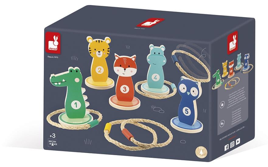 Janod Houten Ringwerpspel met Dieren voor Kinderen