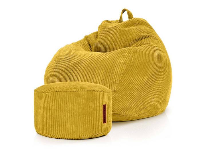 Green Bean Sitzsack XXL Sitzsack Scoop + Hocker aus Cord, Indoor Sitzkissen mit Sitzhocker, Relax Sessel